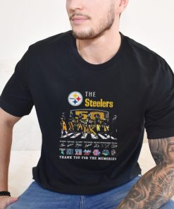 Official The Pittsburgh Steelers NFL 50th Anniversary Super Bowl Thank You For The Memories Abbey Road Signatures T Shirt