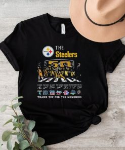 Official The Pittsburgh Steelers NFL 50th Anniversary Super Bowl Thank You For The Memories Abbey Road Signatures T Shirt