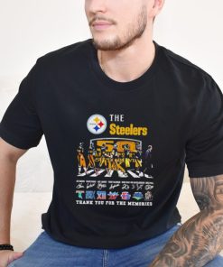 Official The Pittsburgh Steelers Super Bowl go on the Abbey road thank you for the memories signatures shirt