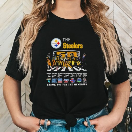 Official The Pittsburgh Steelers Super Bowl go on the Abbey road thank you for the memories signatures shirt