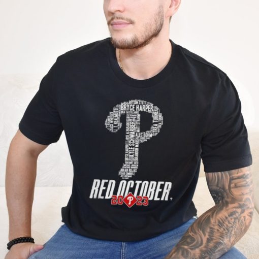 Original Philadelphia Phillies Logo Players Names Red October 2023 Shirt