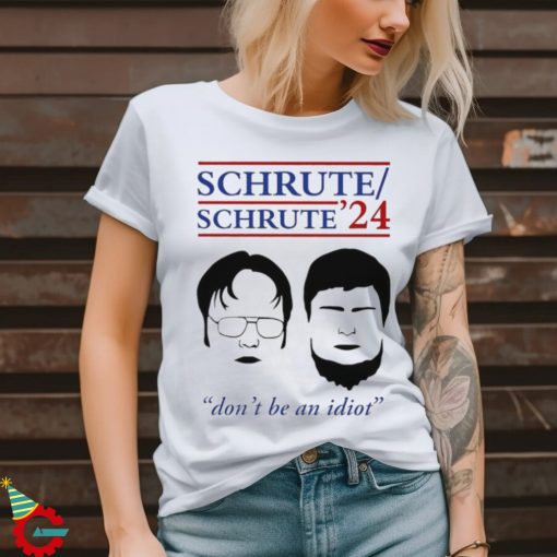 Rainnwilson wearing Schrute 24 don’t be an Idiot retro shirt