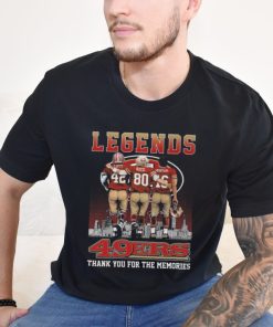 San Francisco 49ers The Legends Joe Montana Jerry Rice Ronnie Lott Skyline Signatures Shirt