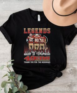 San Francisco 49ers The Legends Joe Montana Jerry Rice Ronnie Lott Skyline Signatures Shirt