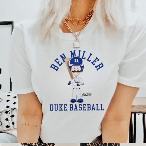 Duke Blue Devil baseball Ben Miller cartoon signature shirt