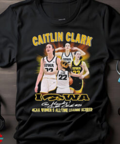 2024 Caitlin Clark Iowa Go Hawks NCAA Women’s All Time Leading Scorer signature t shirt