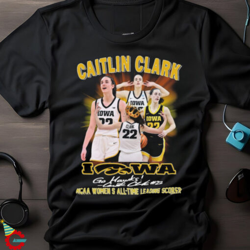 2024 Caitlin Clark Iowa Go Hawks NCAA Women’s All Time Leading Scorer signature t shirt