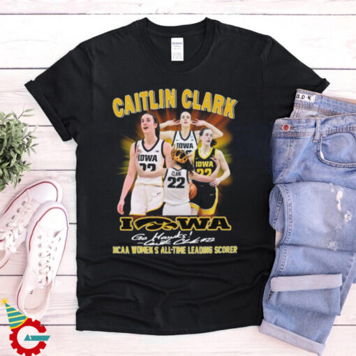 2024 Caitlin Clark Iowa Go Hawks NCAA Women’s All Time Leading Scorer signature t shirt