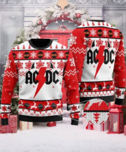 ACDC Big Logo With Horns Holiday Pattern Christmas Ugly Sweater