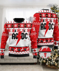 ACDC Big Logo With Horns Holiday Pattern Christmas Ugly Sweater