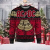 ACDC Hells Bells Signature Symbol With Snowflakes Pattern Black And Red Ugly Christmas Sweater 2024