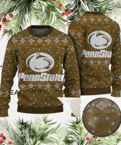 Brown Penn State Nittany Lions Logo Pattern Snowflakes Ugly Sweater