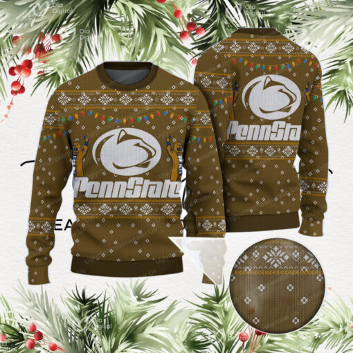 Brown Penn State Nittany Lions Logo Pattern Snowflakes Ugly Sweater