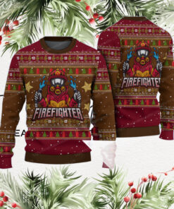 Cool Firefighter Logo Red And Brown Christmas Sweater Holiday Xmas