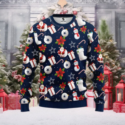 Dallas Cowboys Santa Claus Snowman Christmas Ugly Sweater Dallas Cowboys Ugly Christmas Sweater