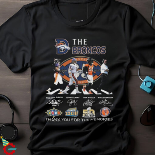 Denver Broncos 65 Years Of The Memories And Victory Abbey Road Thank You Signatures Shirt