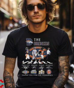 Denver Broncos 65 Years Of The Memories And Victory Abbey Road Thank You Signatures Shirt