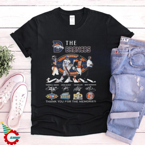 Denver Broncos 65 Years Of The Memories And Victory Abbey Road Thank You Signatures Shirt