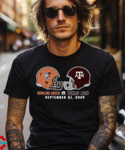 Design Bowling Green Falcons vs. Texas A&M Football gameday september 21 2024 matchup helmet shirt