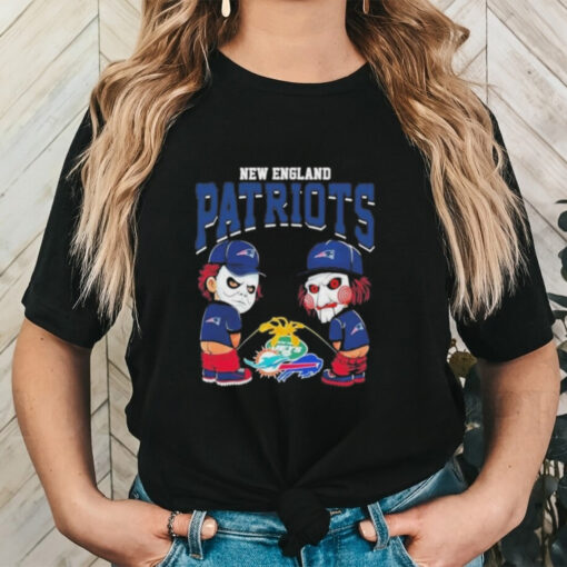 Official Michael Myers And Billy The Puppet X New England Patriots Pee On NFL Teams Halloween 2024 Shirt