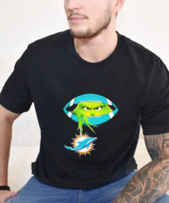 Ew people the Grinch hold Miami Dolphins logo shirt