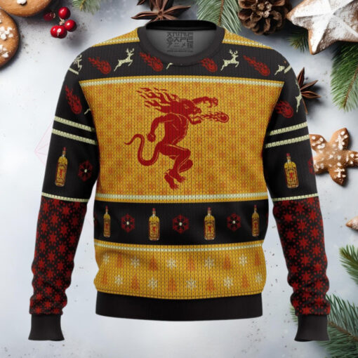 Fireball Cinnamon Whisky Anime Ugly Christmas Sweater