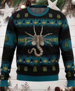 Free Hugs Alien Facehugger Anime Ugly Christmas Sweater