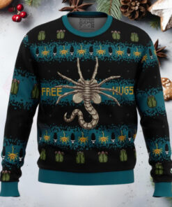 Free Hugs Alien Facehugger Anime Ugly Christmas Sweater