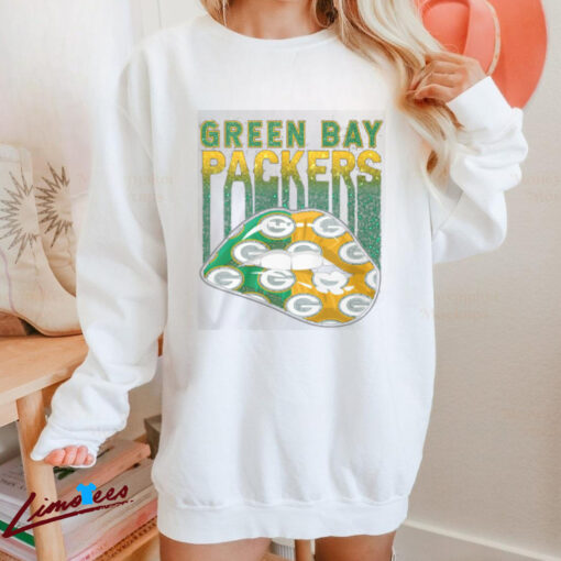 Green Bay Packers Sparkle Lip Print Shirt