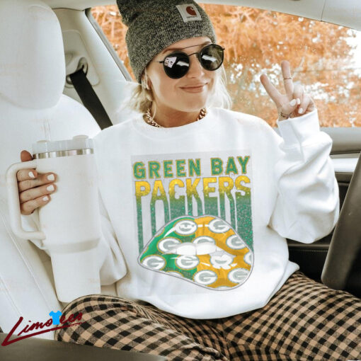 Green Bay Packers Sparkle Lip Print Shirt