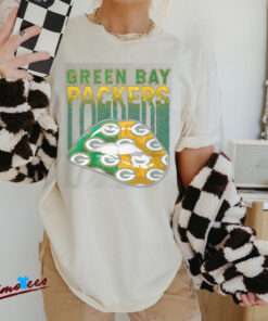 Green Bay Packers Sparkle Lip Print Shirt