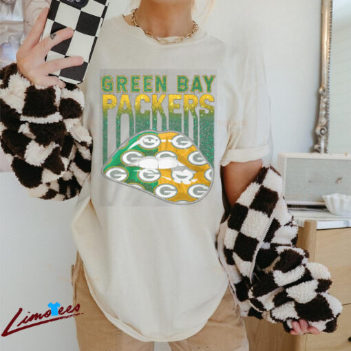 Green Bay Packers Sparkle Lip Print Shirt