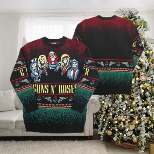 Guns N Roses Holiday 19 Bravado Band Members Skeletons Knitted Ugly Christmas Sweater