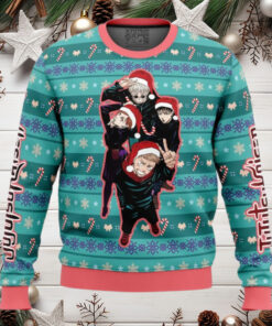 Happy Dub Cast Jujutsu Kaisen Anime Ugly Christmas Sweater