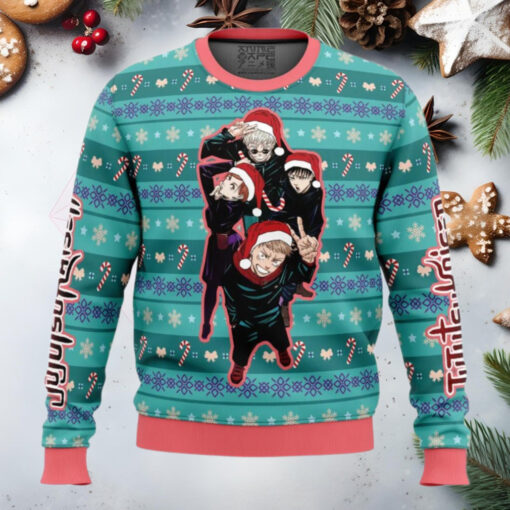 Happy Dub Cast Jujutsu Kaisen Anime Ugly Christmas Sweater