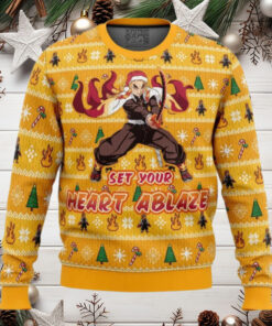 Heart Ablaze Rengoku Demon Slayer Christmas Sweater