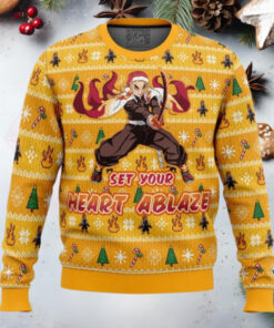 Heart Ablaze Rengoku Demon Slayer Christmas Sweater