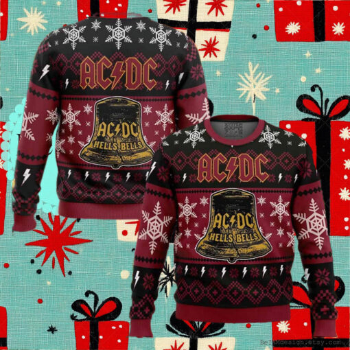 Hells Bells ACDC Ugly Christmas Sweater 2024 Unisex Sweater Xmas