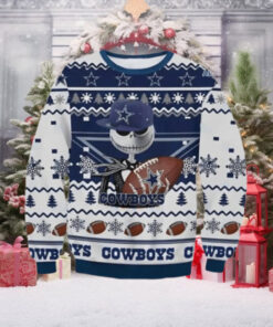 Jack Skellington Dallas Cowboys Ugly Christmas Sweater Gift For Men And Women