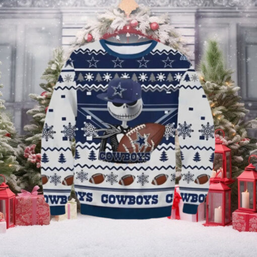 Jack Skellington Dallas Cowboys Ugly Christmas Sweater Gift For Men And Women