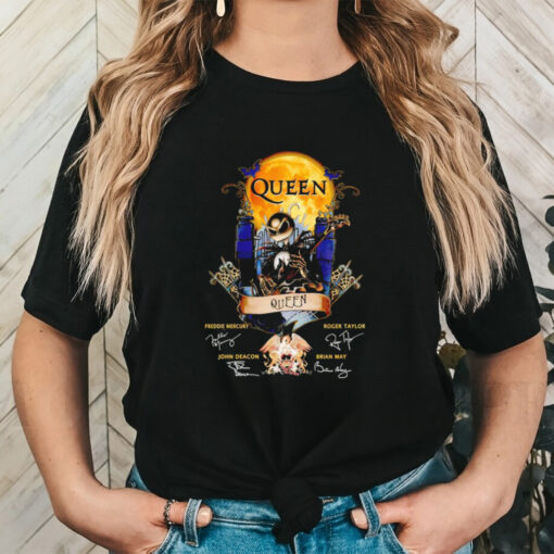 Jack Skellington X Queen Band Signatures Halloween Music Movie T shirt