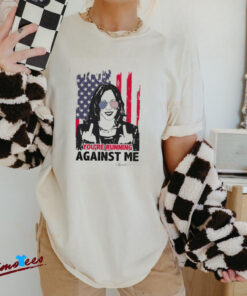 Kamala Harris middle finger you’re running against me signature American flag shirt