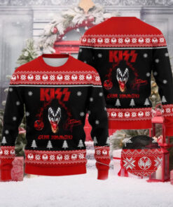 Kiss Band Gene Simmons Bloody Tongue Signature Ugly Christmas Sweater