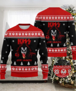 Kiss Band Gene Simmons Bloody Tongue Signature Ugly Christmas Sweater