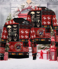 Kiss Band Skull Kiss Army Checker Board Pattern Ugly Christmas Sweater