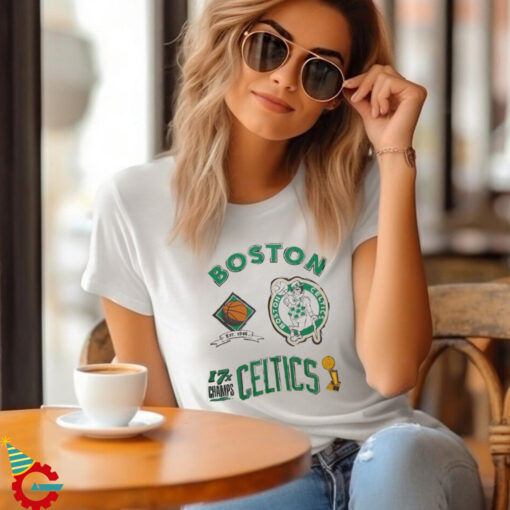 Men's Mitchell & Ness Oatmeal Boston Celtics Hardwood Classics Legacy Defined Retro Championship T Shirt