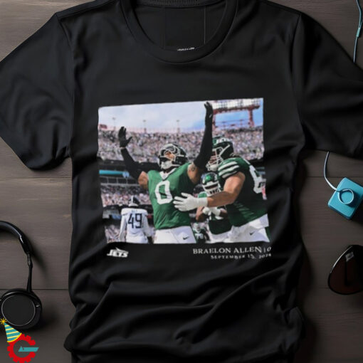 Men's New York Jets Braelon Allen Black NFL Flash Features Week 2 T Shirt