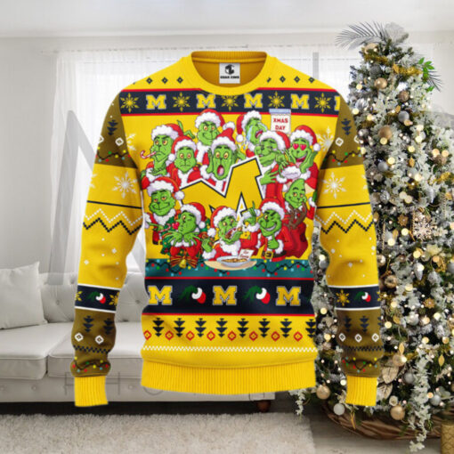 Michigan Wolverines 12 Grinch Xmas Day Ugly Christmas Sweater