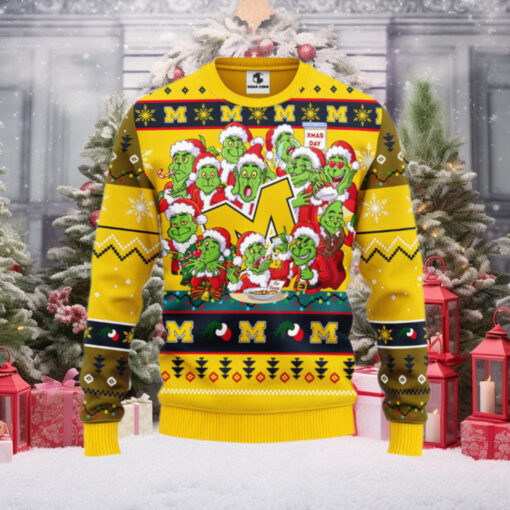 Michigan Wolverines 12 Grinch Xmas Day Ugly Christmas Sweater