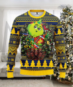 Michigan Wolverines Grinch Hug Ugly Christmas Sweater